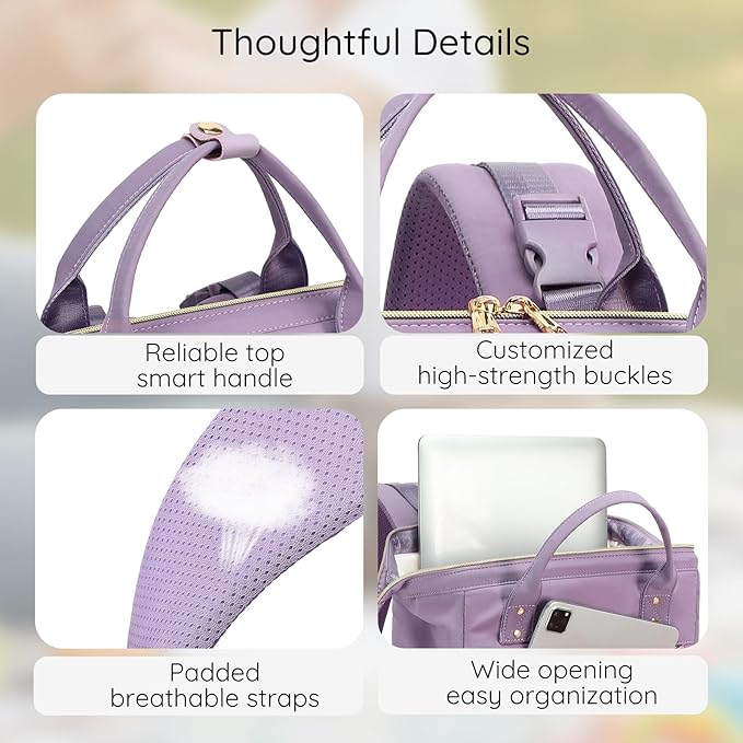 AIJIEKE Diaper Bag, Large Wide-Open Baby Diaper Backpack, Multi-functional Baby Travel Tote Bag, Diaper Bag with Changing Pad, Diaper Bags for Mom & Maternity (Purple)