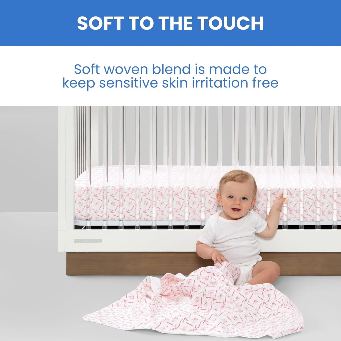 Delta Children Fitted Crib Sheets for Girls and Boys - Crib Sheet for Standard Crib and Toddler Mattresses - 28x52 Inch (Pack of 3), Pink Floral