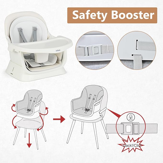 INFANS 8 in 1 Baby High Chair, Convertible Highchair for Babies and Toddlers, Infant Dining Booster Seat, Building Block Table, Kids Stool Table Chair Set with Removable Tray (8 in 1, White)