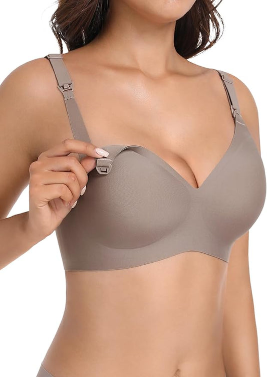 Maternity Nursing Bras Wireless Seamless Ultra-Soft Comfort for Breastfeeding Pregnancy Easy One-Handed Access Sleep Bra
