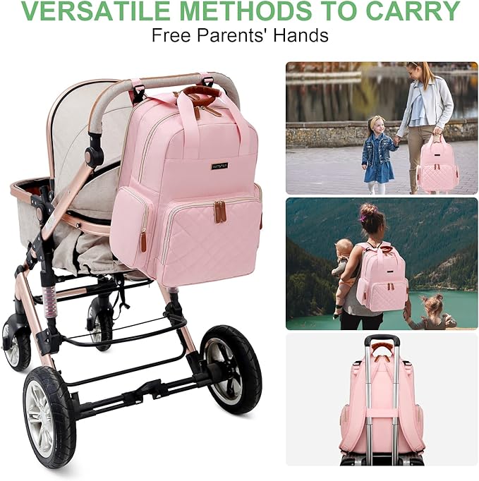 Diaper Bag Backpack with Changing Station, Baby Diaper Bag Organizer for Moms Dads Large Baby Changing Bags