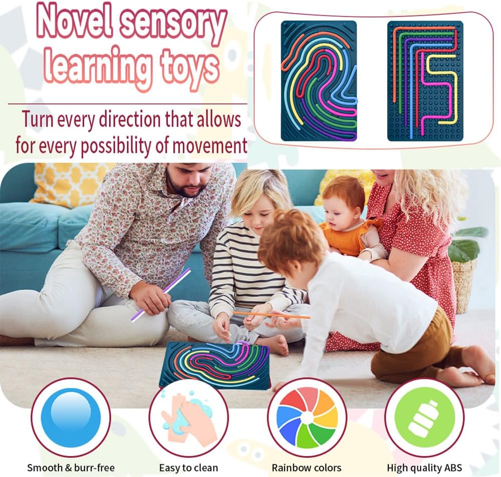 Sensory Activity Board Fidget Toys, Double-Sided Design Quiet Sensory Toys for Kids and Adults Autism ADHD Stress Relief Toy Games Birthday Party
