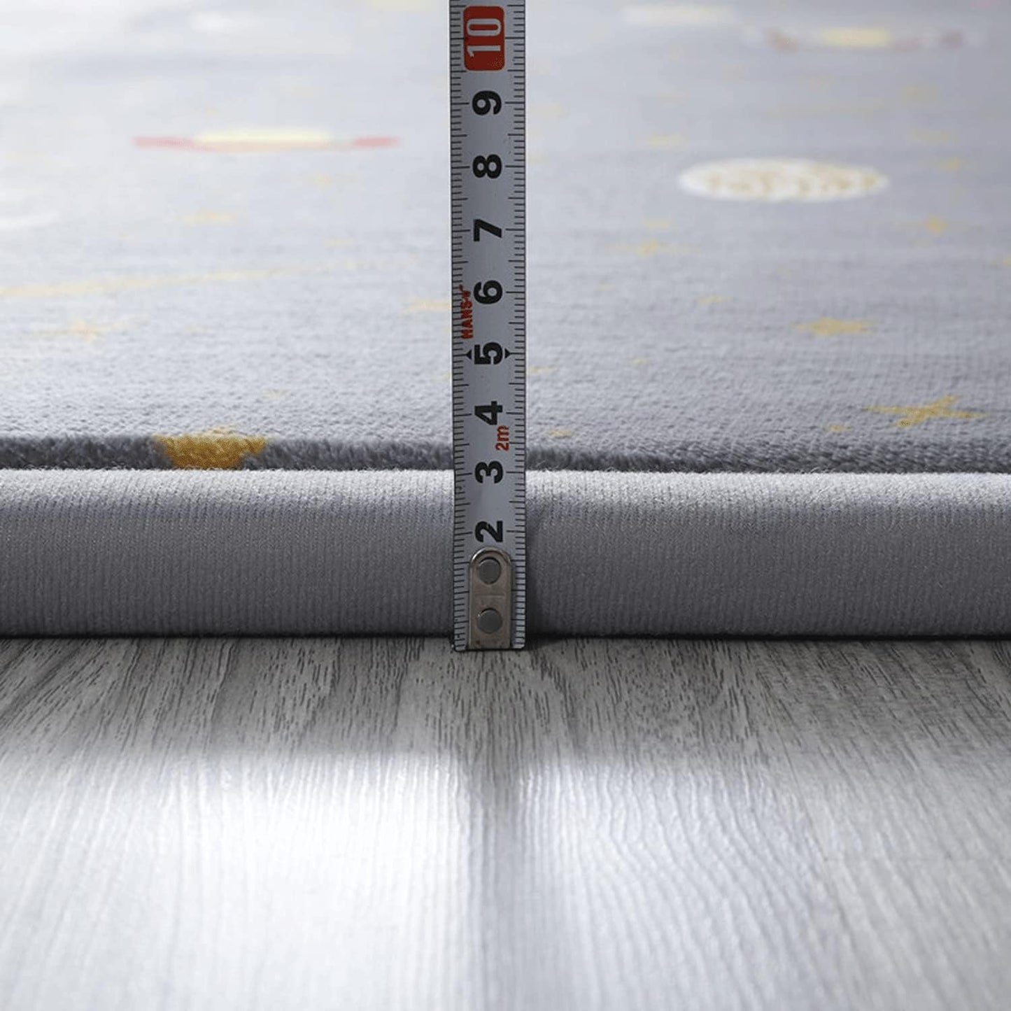 Loartee Coral Velvet Area Rug - 1" Thick Memory Foam Baby Play Mat, Washable Toddler Carpet, Home Decor for Living Room, Nursery, Kids Bedroom, Astral Gray, 4'11"x6'7"