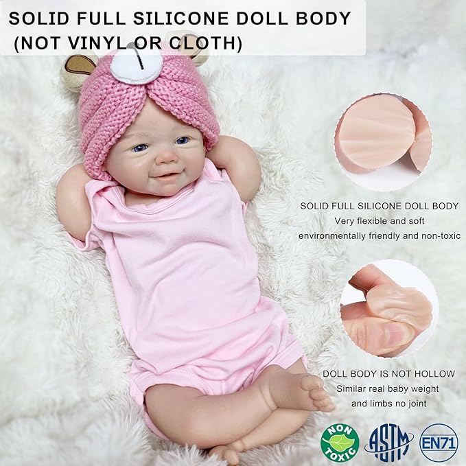 16 inch Soft Reborn Silicone Baby Doll Girl Open Mouth Realistic Newborn Baby Dolls That Look Real Babies Toy for Toddler