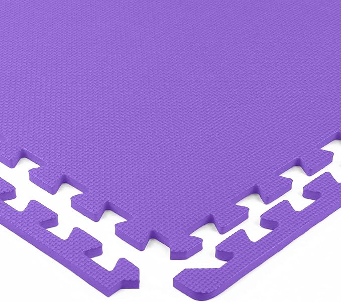 FlooringInc's 1/2" Soft Non-Toxic Baby Play Mat, Toddler Playmat, Colorful Puzzle PlayMat, Floor Mats for Kids & Babies, EVA Foam Interlocking Tiles for Nursery & Playroom | Purple, 50 Tiles, 200 SqFt