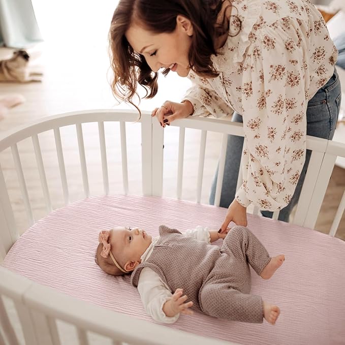 lulumoon Baby Muslin Bassinet Sheets: Cotton Bassinet Sheets Neutral for Boys and Girls - Fitted for Oval Rectangle or Hourglass