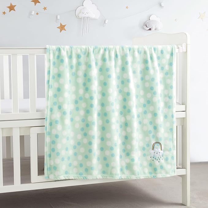 CREVENT 30"X40" Lightweight Fuzzy Fluffy Warm Plush Baby Blanket for Infant Toddler Newborn Unisex Crib Cot Stroller - Green Rainbow Unisex