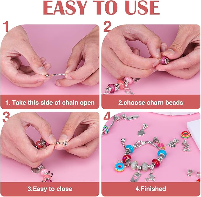 CLOYAN Charm Bracelet Making Kit for Girls, 115PCS Jewelry Making Kits for Girls with Beads, Jewelry Charms, String Necklace, Bracelets for DIY Craft, Jewelry Making Kit for Girls 8-12.