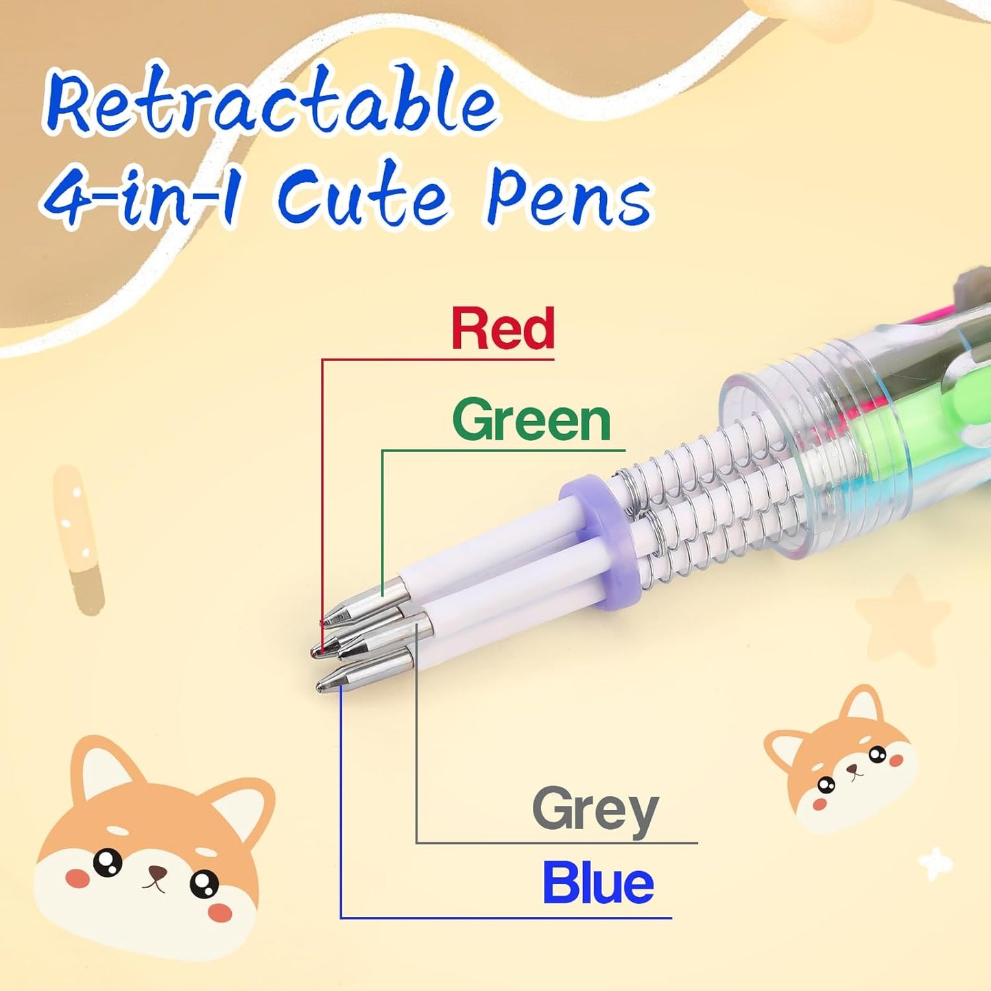 30Pcs Mini Multicolor Pens in One 4-in-1 Cute Pens Bulk for Kids, Ballpoint Pen for Birthdays and Children's Parties, Fun Gifts Assorted Ink Kawaii Pen