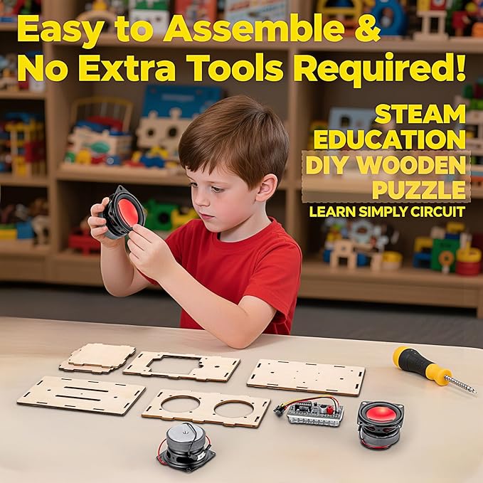 DIY Bluetooth Speaker Kit, STEM Projects for Kids & Adults Age 8-12, Build Portable Speaker with LED Light, Science Experiment Electronics Set, Birthday Gifts for Boys & Girls