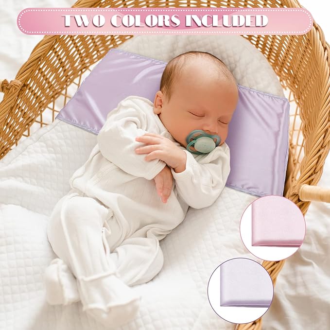 Hosuly 2 Pcs Satin Bassinet Sheet Baby Hair Soft Silk Feeling Sheet Baby Bassinet for Rectangle Cradle Pad Mattress Boys Girls Newborn Infant(Pink and Purple)