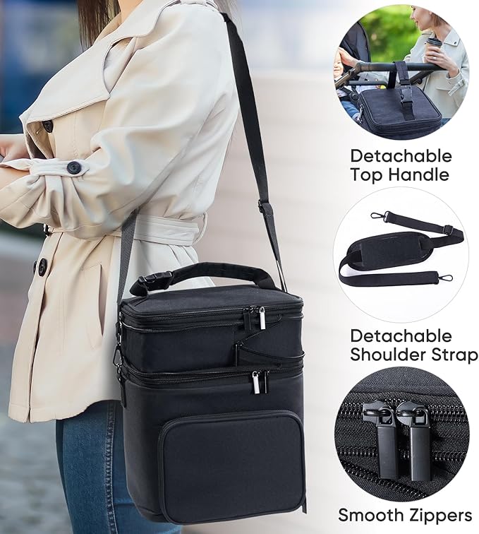 SFYBYHEART Breastmilk Storage Bag with Ice Pack for 6 Baby Bottles - Expandable Breast Pump Bag with Cooler for 6 Mam Bottles Up to 9 Ounce