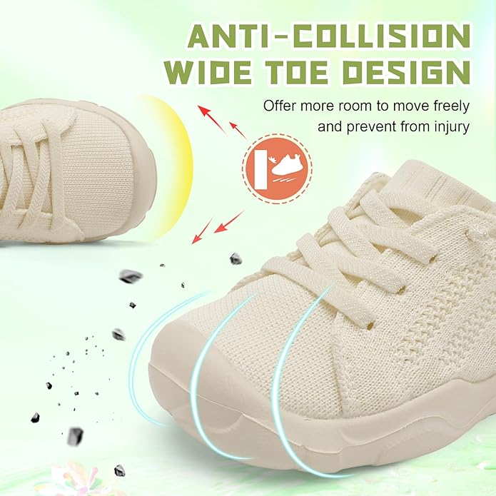 JIASUQI Toddler Shoes for Boys Girls Slip on Sneakers Wide Toe Walking Shoes Toddler Sock Shoes