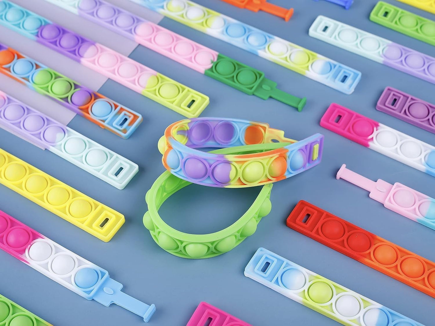 15 Pcs Pop Bubble Bracelet Fidget Toys, Pop Wristband Fidget Bulk Toy for Party Favors Halloween Christmas Valentine Gifts Student Gifts Easter Egg Basket Stuffer Classroom Prizes Goodie Bag for Kids