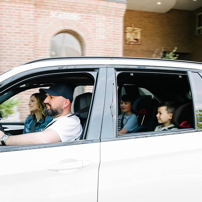 Clek Oobr High Back Booster Seat with Adjustable Headrest, Reclining Design, Latch System, and Retardant-Free Fabric (Railroad Ziip)