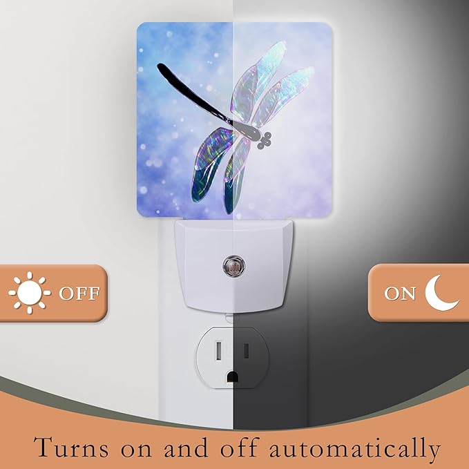 Dragonfly Night Light for Kids,Fantasy Dragonfly LED Night Light Plug into Wall with Dusk to Dawn Sensor for Girls Boys Room Decor,Hallway,Kitchen,Bathroom,Nursery,Stairs