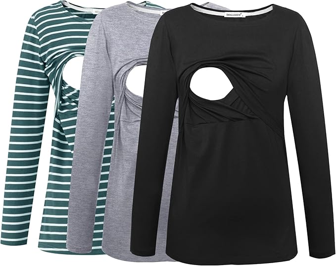 Smallshow Women's Maternity Nursing Tops Comfy Long Sleeve Breastfeeding T-Shirt