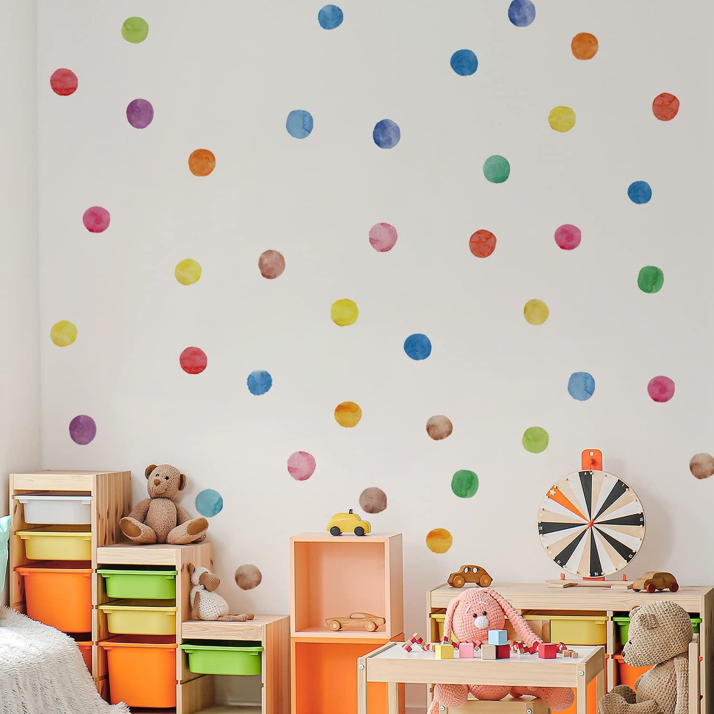 Colorful Polka Dot Wall Decals Watercolor Dots Wall Sticker for Kids Baby Girls Teens and Nursery Room (6 Sheets)