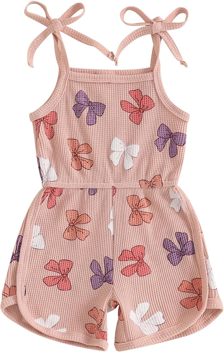 WZTYYDS Toddler Baby Girl Summer Clothes Floral Romper Tie-Up Strap Halter Jumpsuit Infant Summer Sling Playsuit 6M-3T