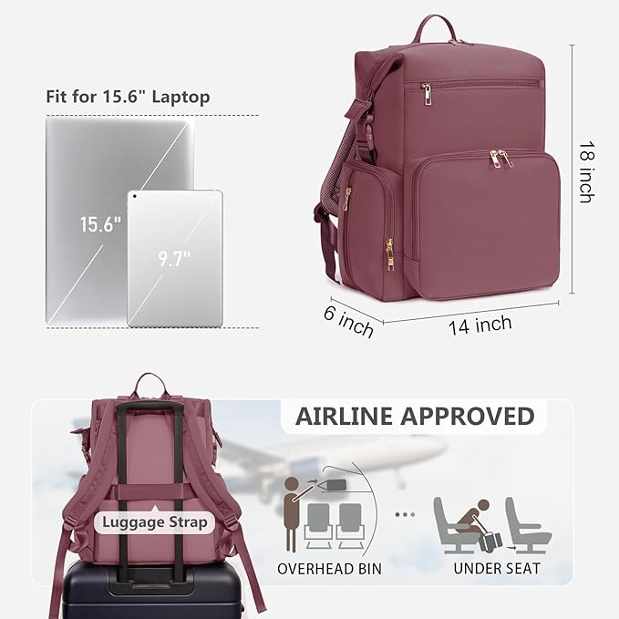 CEI-CEI Neoprene Diaper Bag Backpack with Changing Pad, Large Newborn Baby Maternity Bags Travel Tote with Insulated Pockets (Pink)