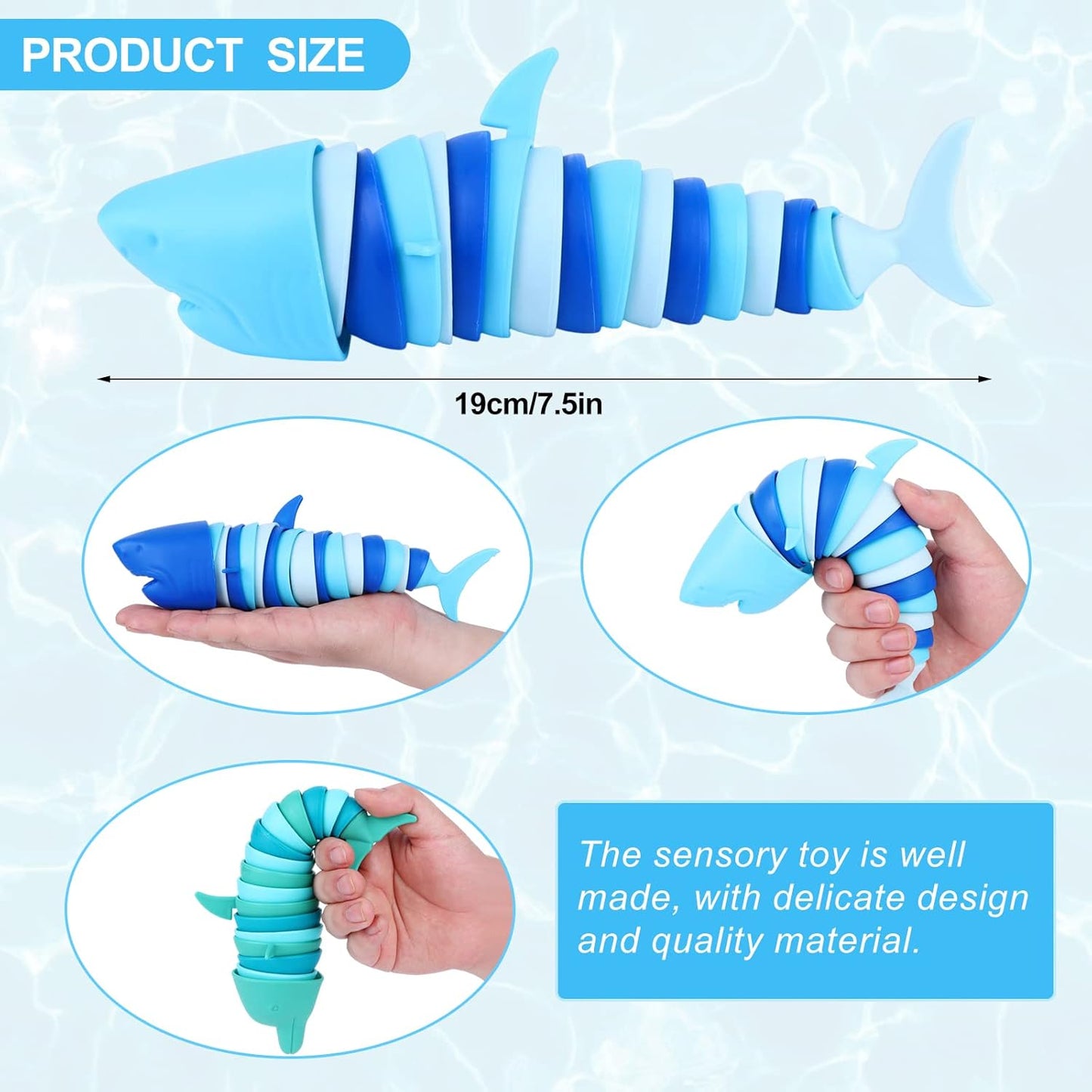 4 Pcs 3D Sensory Toys Printed Articulated Dolphin Fidget Toy Ocean Shark Decompression Toys Fun Sensory Stress Reliever Toys for Children Adults Articulated Fidget Toy
