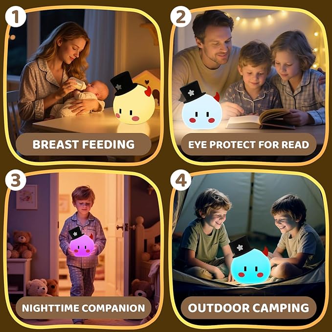 Monster Night Light for Kids, 8-Color Modes & Voice Controlled Light Lamps, Cute Soft Touch Silicone Portable Rechargeable Touch Nightlight for Breastfeeding, Bedroom Decor, Boys and Gifts for Girls