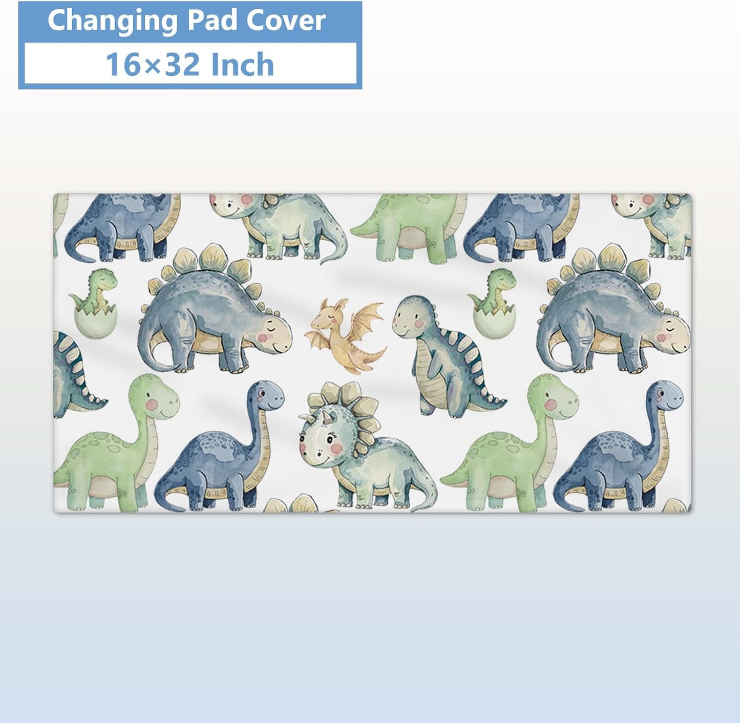 Custom Baby Crib Bedding Set, 5 Pcs Personalized Name Green Dino Baby Crib Set for Kid Infant Toddler, Double Layer Customized Present