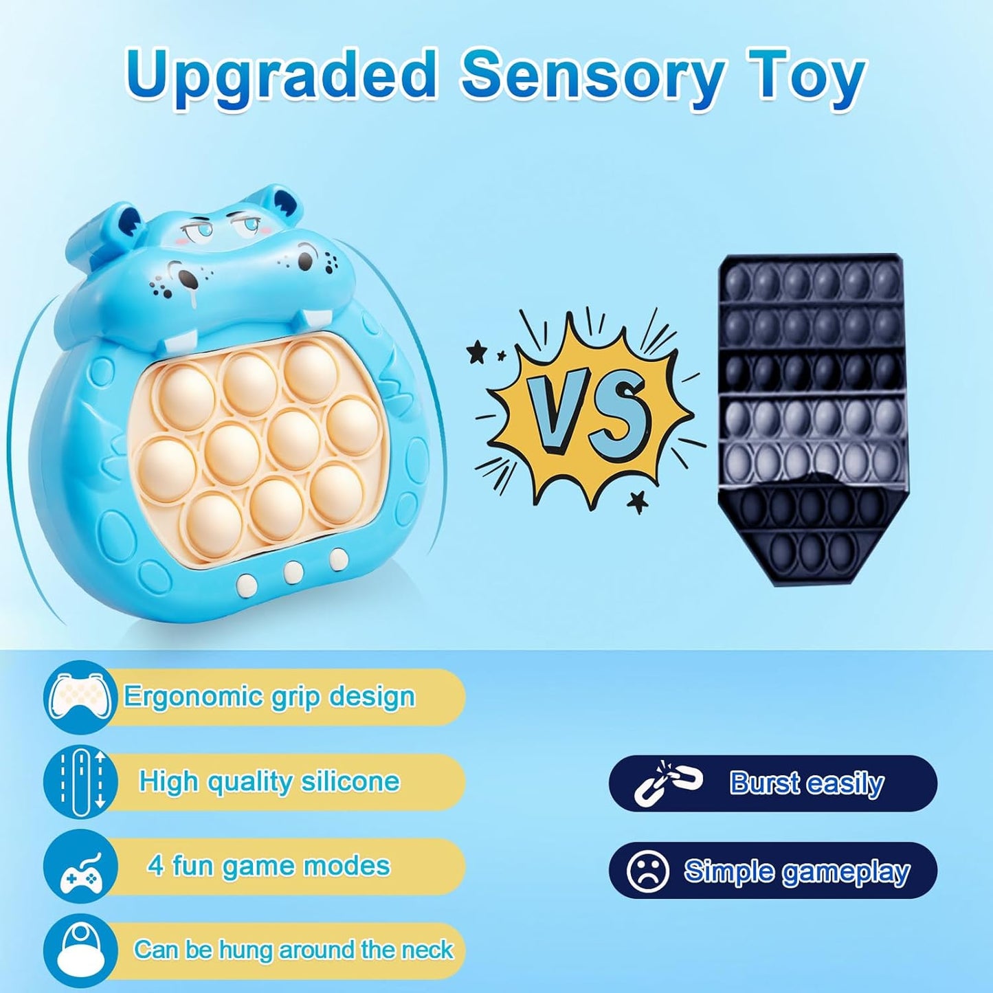 Quick Push Game 2 Pack, KAXANPI Pop Light Up Game Pop Fidget Toys, Fast Push Game Sensory Toys, Stress Relief Bubble Pop Puzzle Game Machine for Kids and Adults