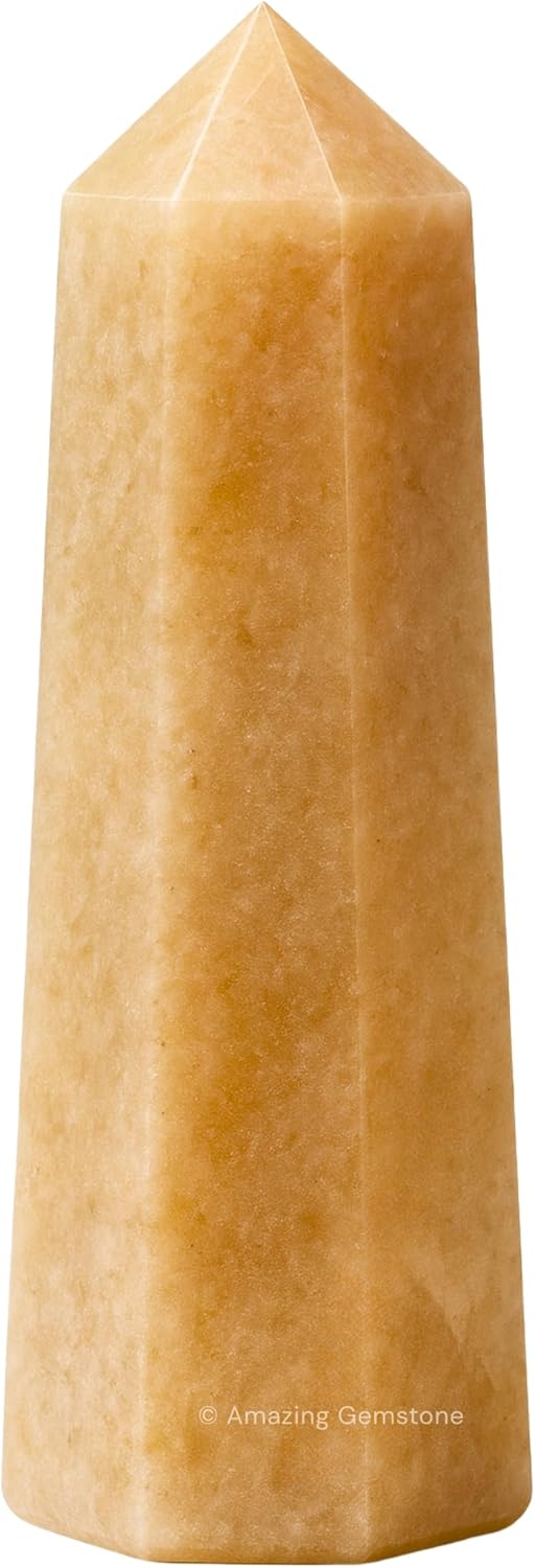 Amazing Gemstone Cream Moonstone Crystal Towers - Natural Healing Crystal Point Obelisk for Reiki Healing and Crystal Grid (3 Inch)