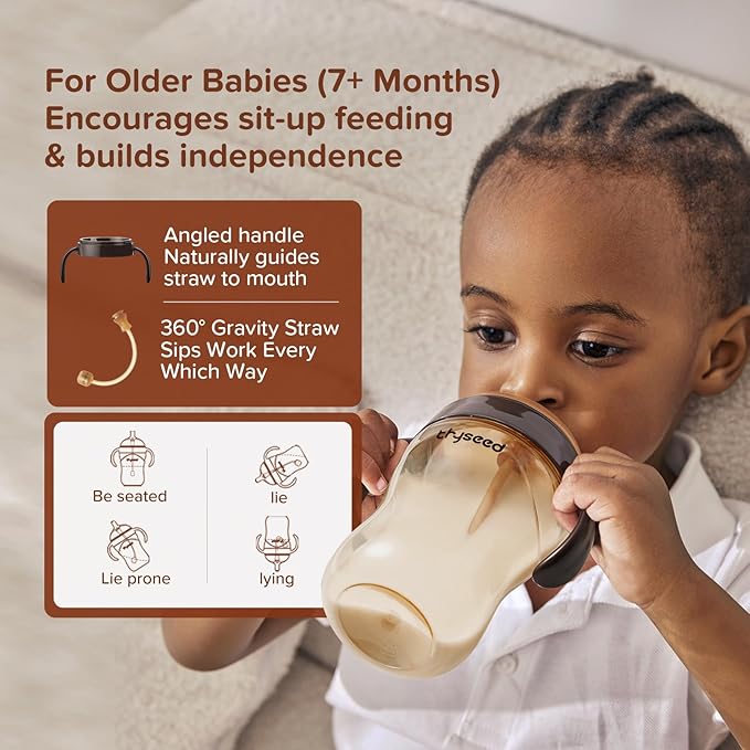 Thyseed PPSU Natural Breast-Like Bottle with Nipple(3-7 Months),10oz，1pack