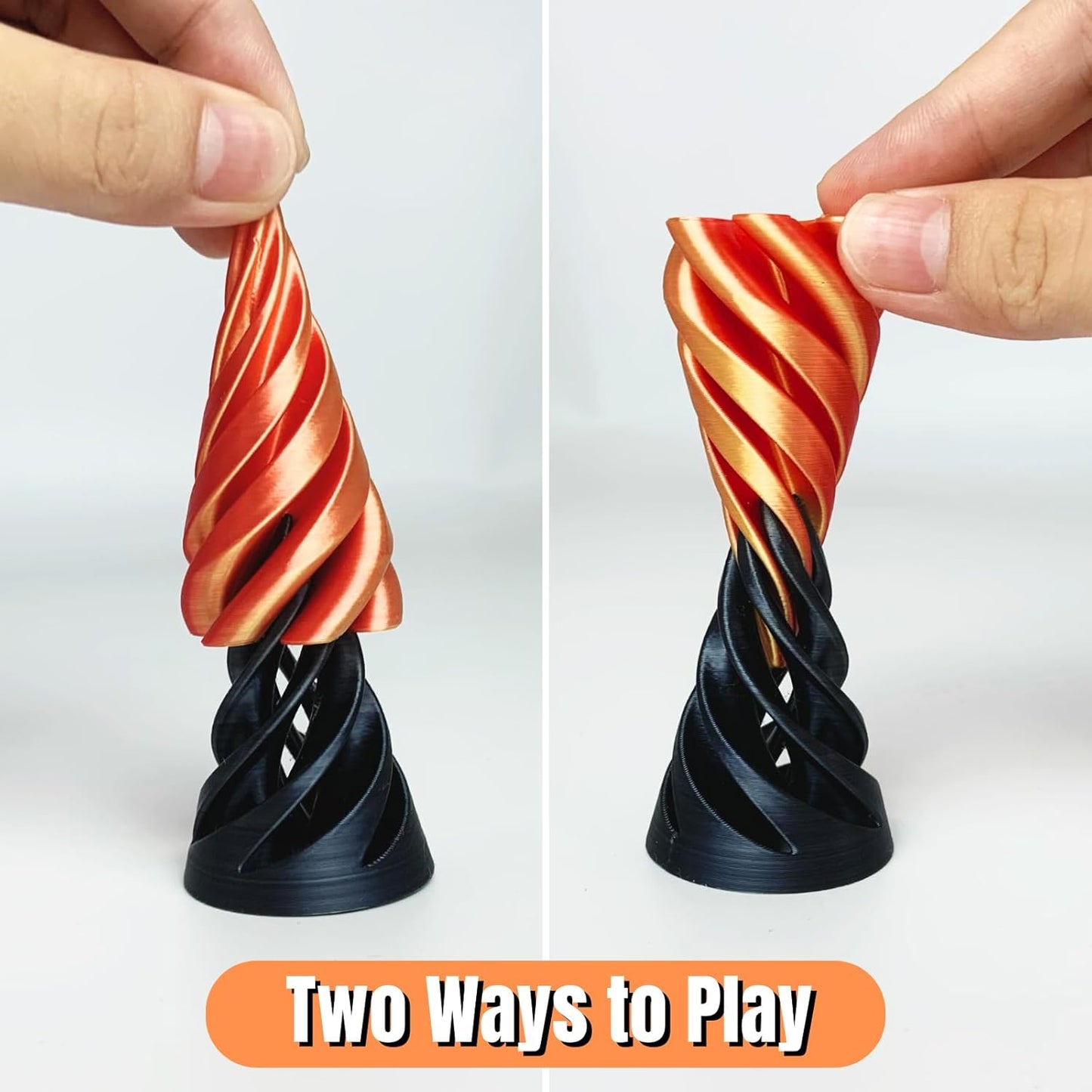 Impossible Pyramid Passthrough Sculpture, Pass Through Pyramid Fidget Toy 3D Printed Spiral Cone Fidget Toy, Mini Vortex Thread Illusion, Desktop Deco Souvenir Gift Mini Stress Relief Desk Toy