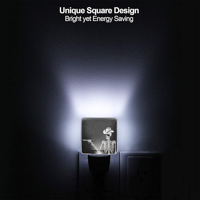 Led Night Light, Funny Gothic Skull Cowboy Decorative Plug in Nightlights,with Smart Auto Dusk to Dawn Night Light for Bedroom, Kitchen, Nursery, Bathroom