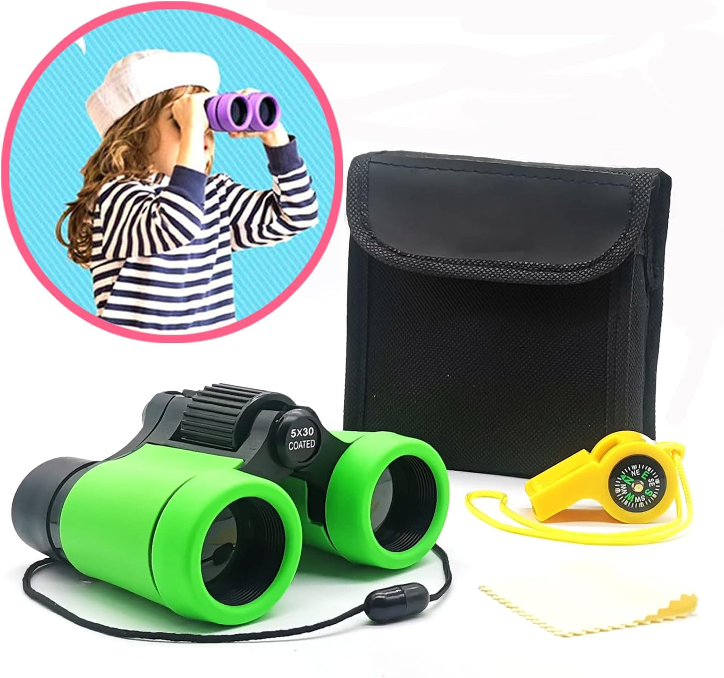 Kids Binoculars Best Gifts for 3-12 Years Boys Girls High-Resolution Optics Shockproof Mini Compact Binocuolar Toys Folding Small Telescope for Bird Watching Camping Outdoor Play