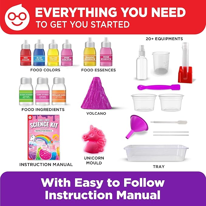 Doctor Jupiter Girls’ First Science Kit, Chemistry Set for Kids Ages 4-5-6-7-8 | Birthday Gift Ideas for 4+ Year Old Girls | STEM Toy Kit with 50+ Experiments | Learning & Educational Projects