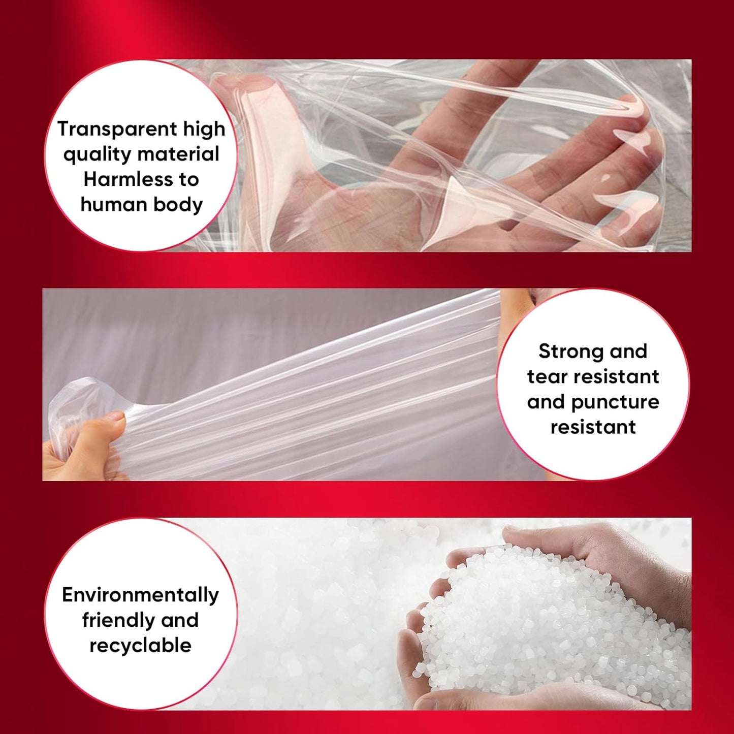 ZCHENBS® – Mattress Bags for Moving and Storage,Mattress Bag with Zippers,5 Mil Ultra-Thick Bed Bag,Waterproof,Anti-Tear,Heavy-Duty Mattress bag (Transaparent/Red, Full/Full XL-(1 Pack))