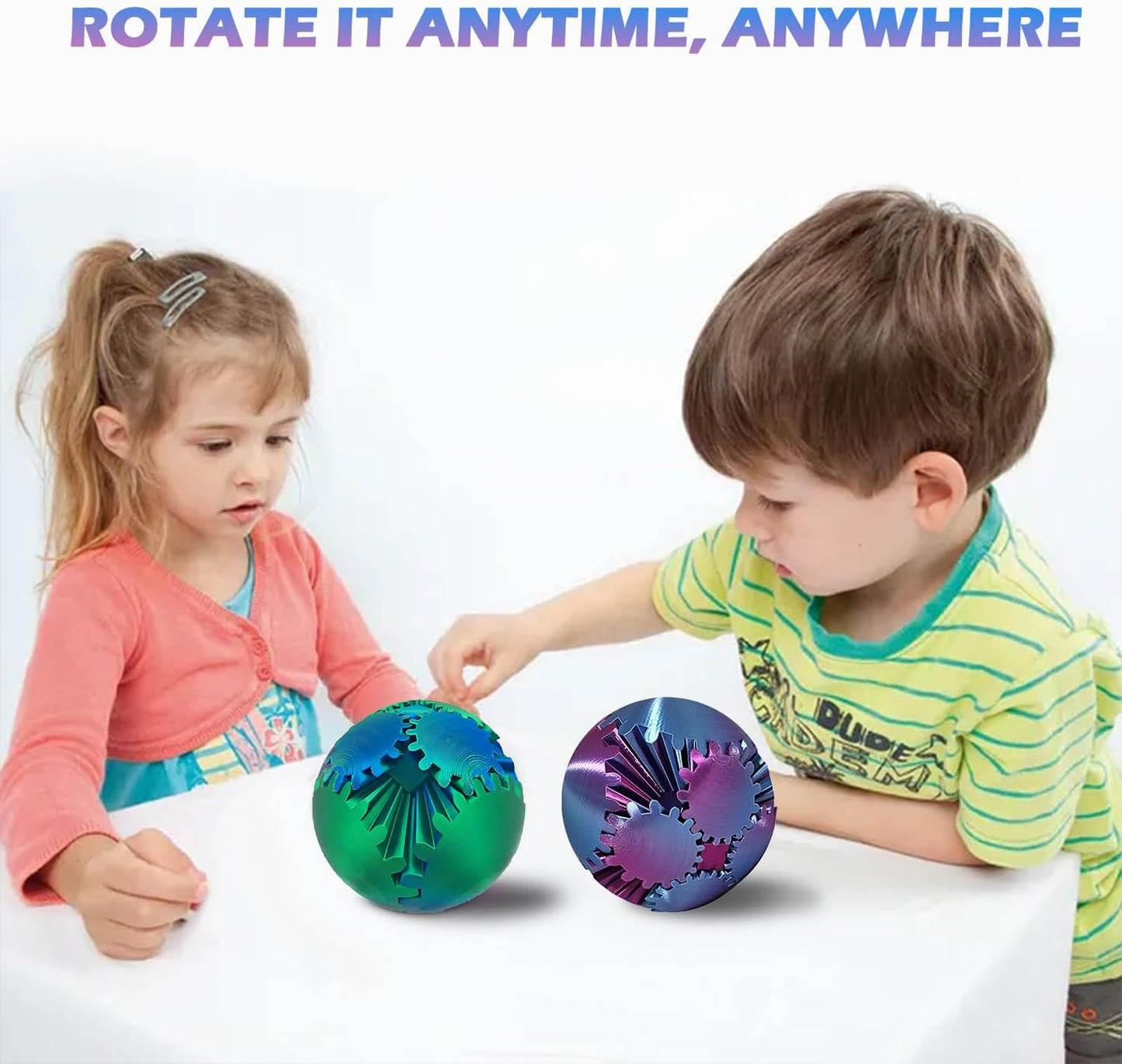 3D Printed Gear Ball, Gear Ball 3D Printed Gear Ball Spin Ball, Gear Ball Spin Ball, 3D Printed Toys, Fidget Ball, Stress Toys, Anxiety Fidget, 3D Printed Fidget Toys (Green Blue)