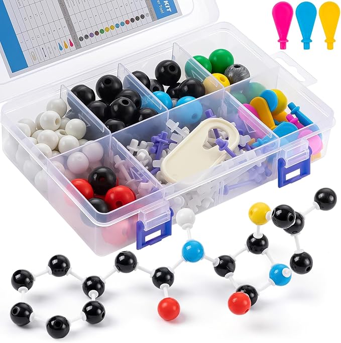 HFKPJRT Molecular Model Kit, 208 Pcs Molecular Model Kit Organic Chemistry, Atom Element Model Kits for Lessons in Chemistry, Gift for Teachers and Students to Raising Space Imagination