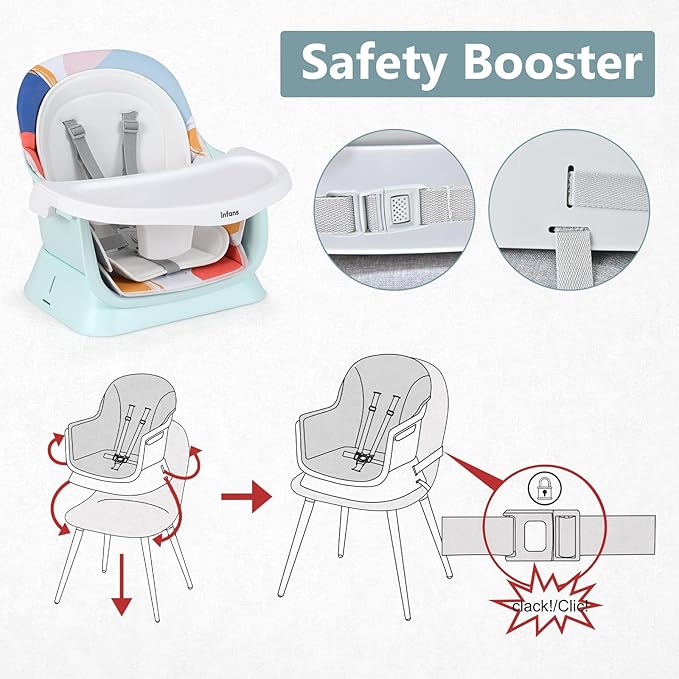 INFANS 8 in 1 Baby High Chair, Convertible Highchair for Babies and Toddlers, Infant Dining Booster Seat, Building Block Table, Kids Stool Table Chair Set with Removable Tray (8 in 1, Baby Blue)