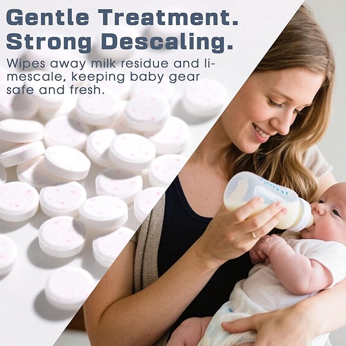 xcivi 40 Count Descaling Tablets Descales Compatible with Momcozy, Baby Brezza Bottle Washer, Descaling Tablets for Milk & Limescale Removal, Effective for Bottle Washer, Warmer, Sterilizer