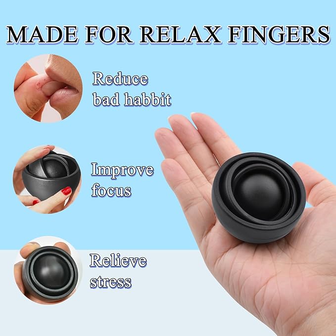 Fidget Toys Adults Pack, 4PC Black Fidget Spinner Set for Kids, Sensory Toys Boys Girls Teens Christmas Stocking Stuffers Party Favors, ADHD Autism Stress Relief Finger Toys, Gift for New Year