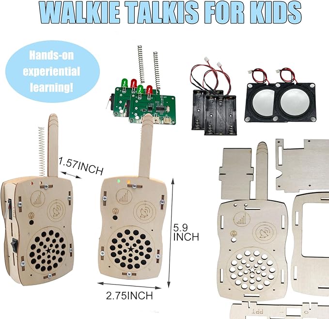 STEM Toys for Kids DIY Walkie Talkies for Kids Age 8-14, Build Your Own Walkie Talkies STEM Kits, Electronic Circuits Projects Christmas Birthday Gifts