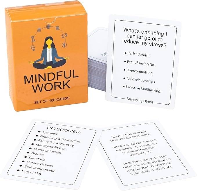 100 Mindful Work Cards – Mindfulness & Self‑Care Prompts for Professionals | Desk & Travel Deck for Stress Relief, Focus, Motivation & Well‑Being