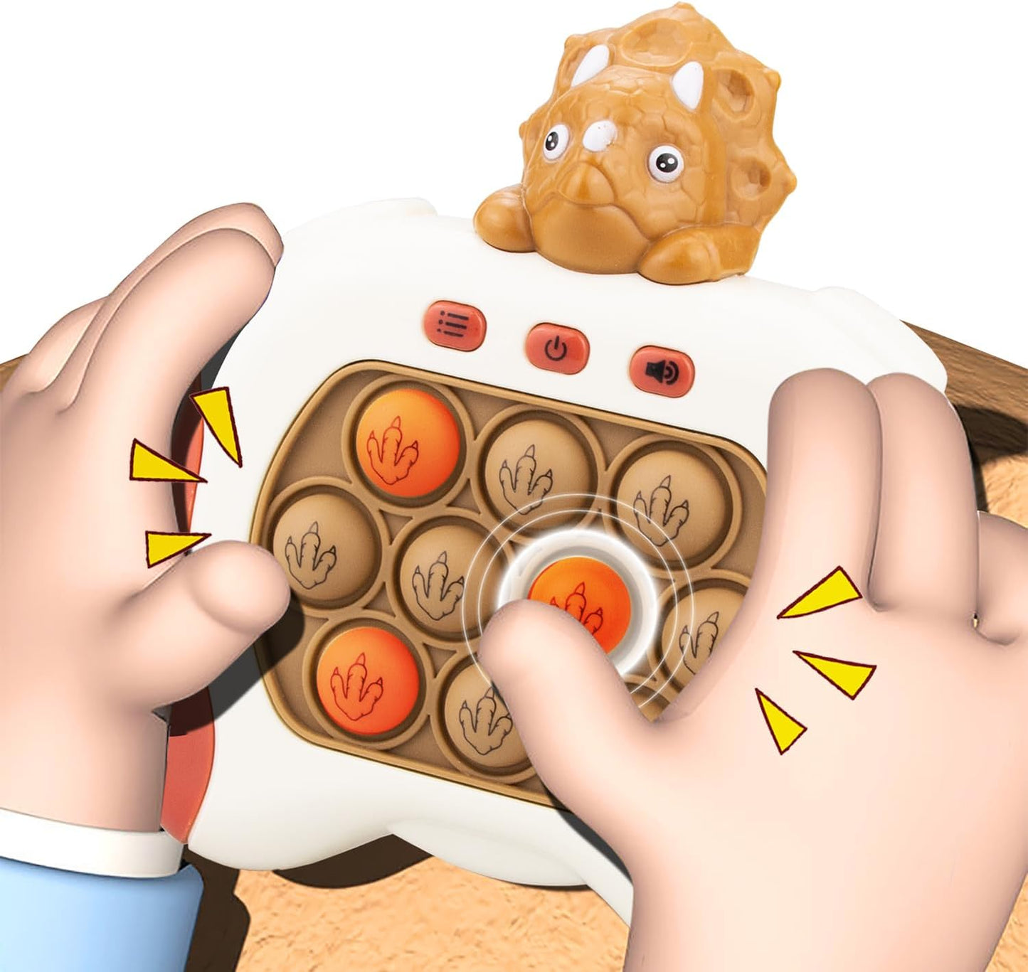 Fast Push Game,Light up pop Game Light up Fidget Toy,Fast Quick Push Bubble Game,pop pro Light up Game,Quick Push pop Game Birthday Xmas Gifts for Boys Girls Adults (Triceratops:Brown)