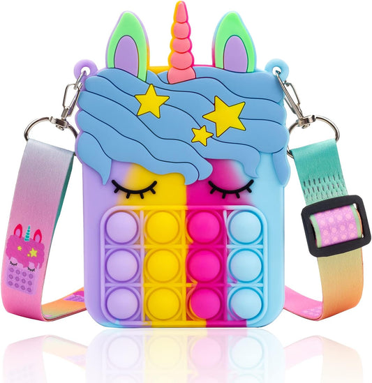 Civan Multi Unicorn Pop Purse for Girls Pop it Purse Fidget POP IT Bag for Girls Women pop it Bags pop it Fidget Purse Bag Toys for Girls Fidget Purse Cross Body Handbags Easter Cute Purse Sensory Toy