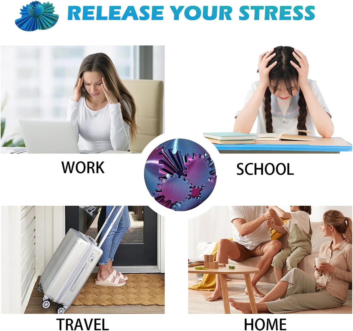 3D Printed Gear Ball, Gear Ball 3D Printed Gear Ball Spin Ball, Gear Ball Spin Ball, 3D Printed Toys, Fidget Ball, Stress Toys, Anxiety Fidget, 3D Printed Fidget Toys (Green Blue)