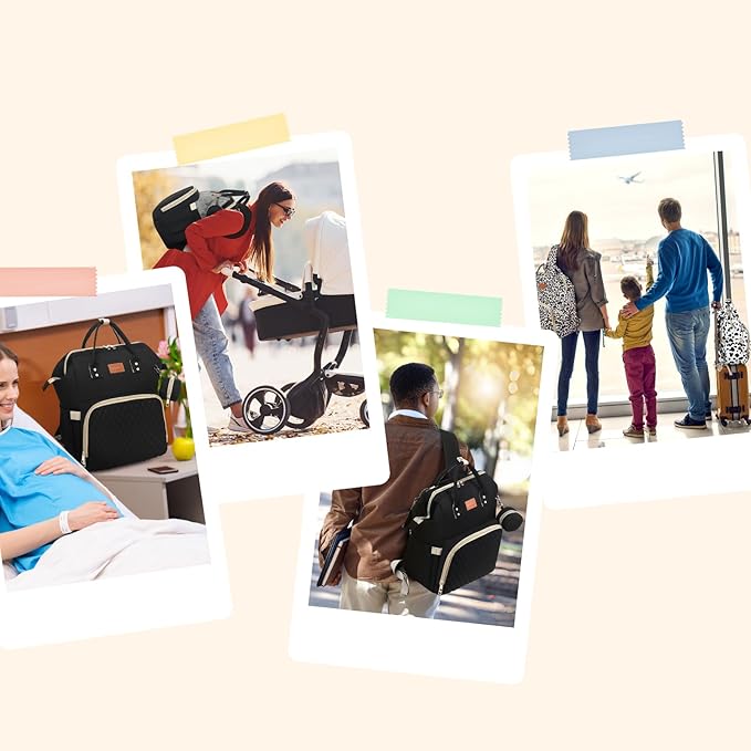 Diaper Bag Backpack with Changing Pad, Pacifier Case, Baby Bag for Boy Girl Toddler - Large, Stylish, Waterproof Travel Quilted Diaper Bag for Mom - Baby Shower - Navy Blue