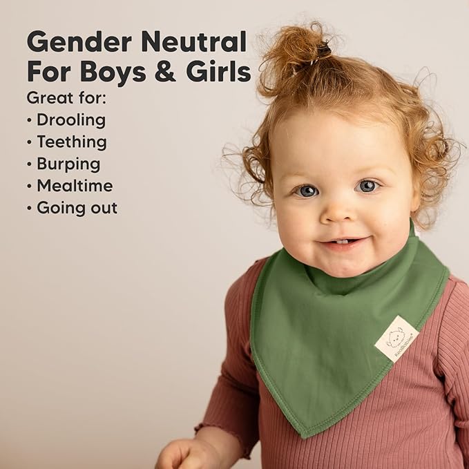 KeaBabies 10-Pack Organic Baby Bandana Bibs for Girls - Super Absorbent Triangle Baby Bibs for Drooling and Teething Infant, 100% Cotton Extra Soft for Newborn, Infant 0-36 Months (Brave)