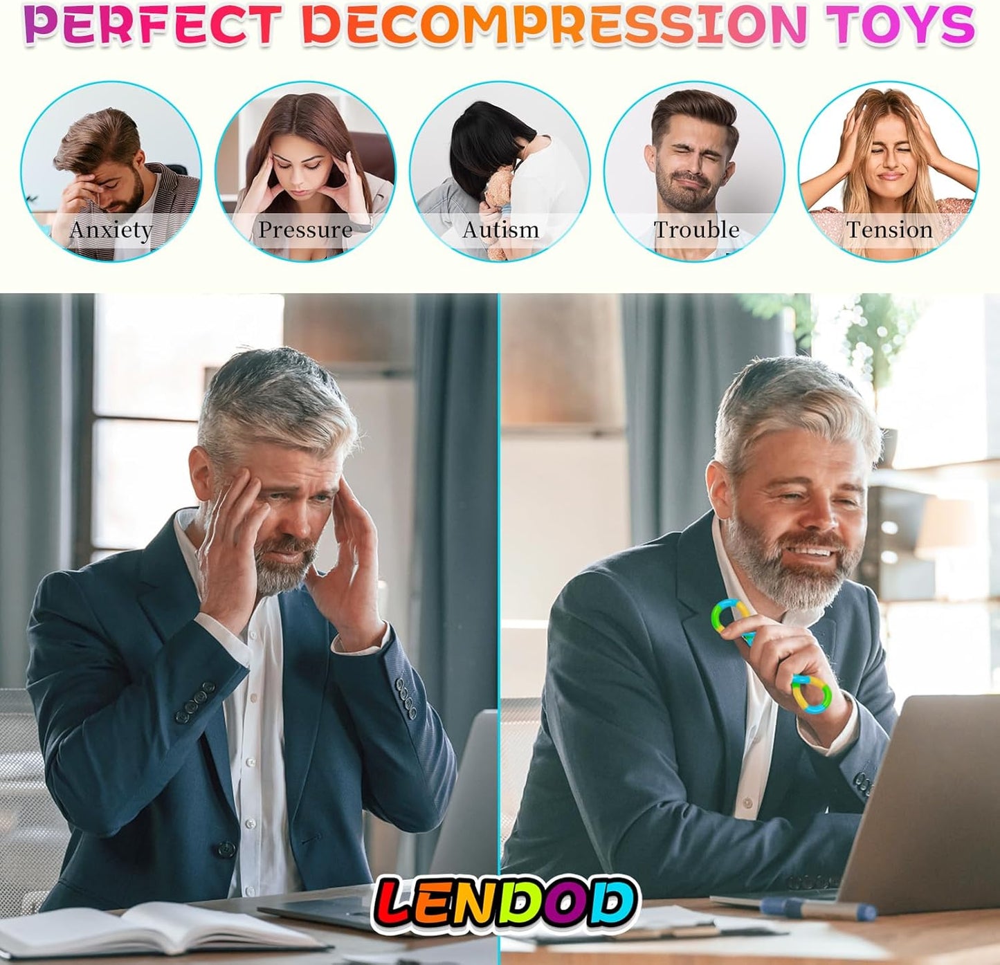 Classic (24-Pack) Fidget Twist Toys Brain Imagination Tools Multicolored Quiet Fidget Toys for Kids and Adults - Fidget Toy for Classroom Kids Silent ADHD - Gift for Teens and Adults