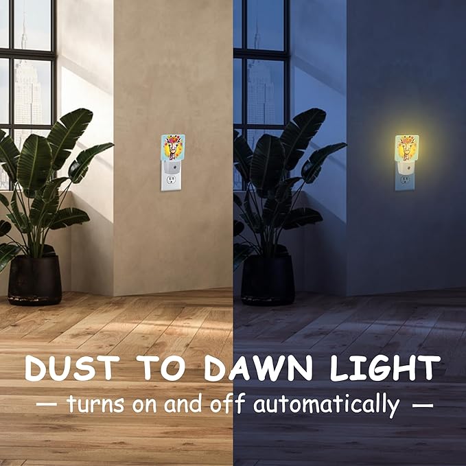 Night Light Plug Wall,Cute Giraffe with Flowers on Head LED Night Lights with Dusk to Dawn Light Sensor for Women Girls Boys Room Decor,Hallway,Kitchen,Bathroom,Nursery,Stairs