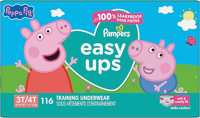 Pampers Training Pants - Easy Ups Girls & Boys - Size 3T-4T, 116 Count, Peppa Pig Potty Underwear (Packaging May Vary)